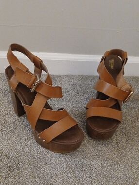 Mossimo Supply Co. Brown Strappy Platform Heels